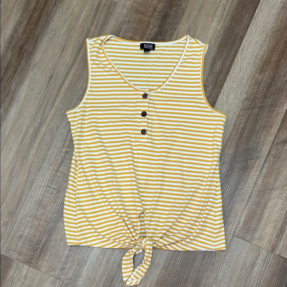 a.n.a Mustard and White Striped Tank Top